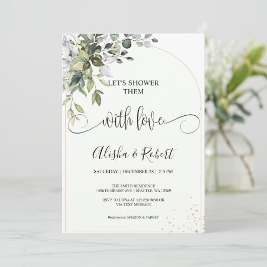 Laten we ze douchen met liefdeskoppels doucheuitno feestdagenkaart (Staand voorkant)