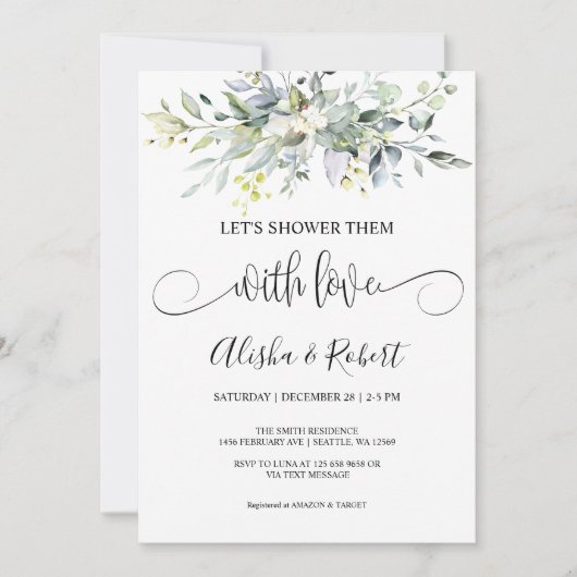 Laten we ze douchen met liefdeskoppels doucheuitno feestdagenkaart (Voorkant)