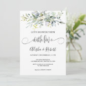 Laten we ze douchen met liefdeskoppels doucheuitno feestdagenkaart (Staand voorkant)