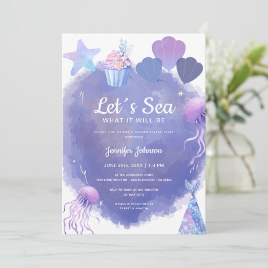 Laten we Zee Gender Reveal Ocean Gender Reveal Par Kaart (Staand voorkant)