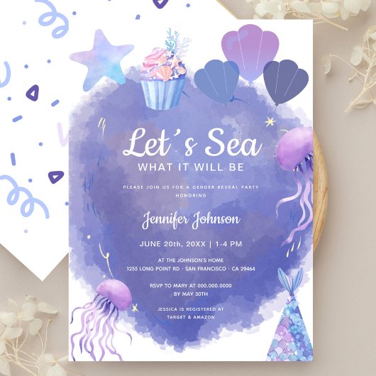Laten we Zee Gender Reveal Ocean Gender Reveal Par Kaart