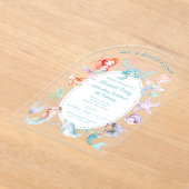 Laten we zeemeerminnen samen zijn, Mermaid Party V Acryl Uitnodigingen (Laagn)