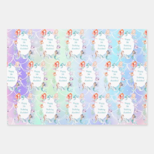Laten we zeemeerminnen samen zijn, Mermaid Party V Inpakpapier Vel (Voorkant)