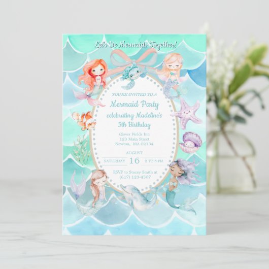 Laten we zeemeerminnen samen zijn, Mermaid Party V Kaart (Staand voorkant)