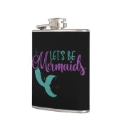 Laten we zeemeerminnen zijn Paarse Blauwgroen Glit Heupfles (Links)