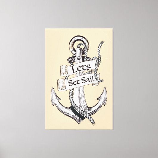 laten we zeilen vintage nautische poster canvas afdruk (Voorkant)