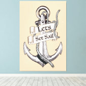 laten we zeilen vintage nautische poster canvas afdruk (Insitu (Houten vloer))