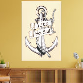 laten we zeilen vintage nautische poster canvas afdruk (Insitu (Woonkamer))