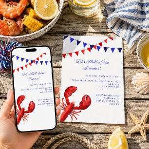 Laten we zomerfeest kust shell-ebrate vieren kaart