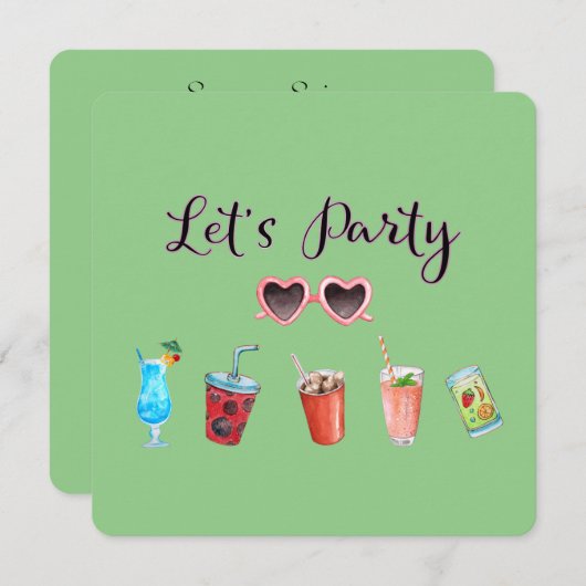 Laten we zomervakantie Soiree uitnodigen Kaart (Voorkant / Achterkant)