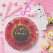 Laten we zonnebloem vieren papieren bordje (Feest)