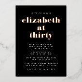 Laten we zwart en roze verjaardagsfeestje vieren folie uitnodiging (Voorkant)