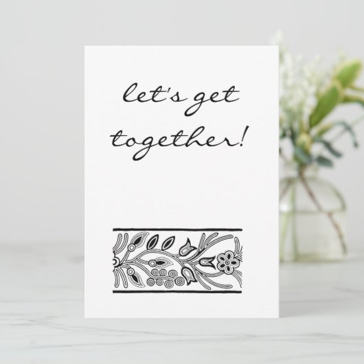 Laten we zwart en wit uitnodigen kaart (Staand voorkant)