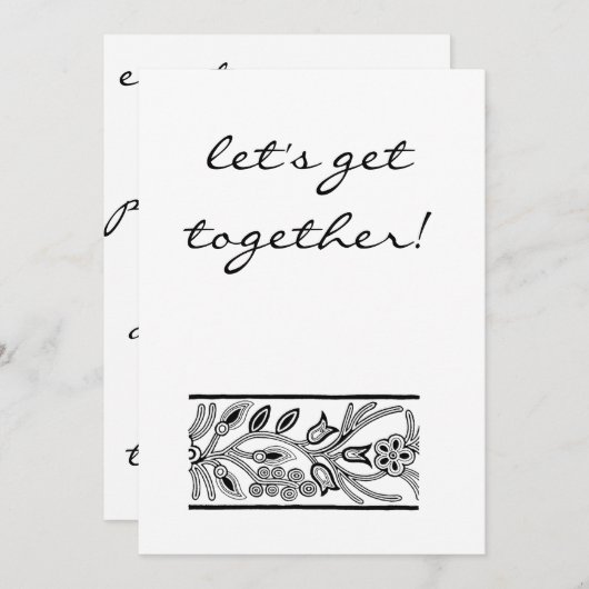 Laten we zwart en wit uitnodigen kaart (Voorkant / Achterkant)