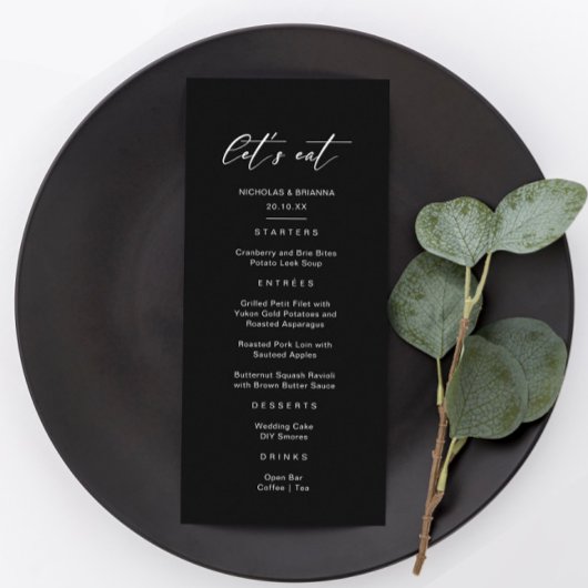 Laten we zwarte bruiloft eten menu