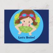 Laten we Zwemmen Meisjes Verjaardag Zwembad Feest  Briefkaart (Voorkant)