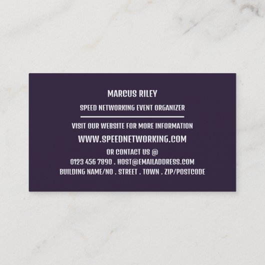 Laten wij, de Organisator van de Gebeurtenis van h Visitekaartje (Achterkant)