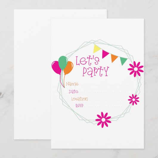 LATEPARTIJuitnodiging Kaart (Voorkant / Achterkant)