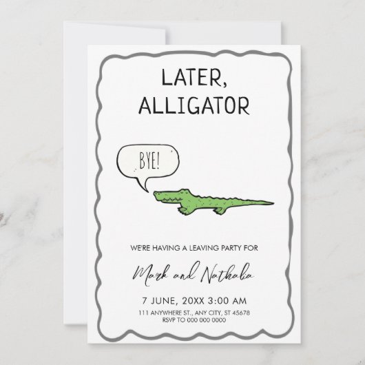 Later Alligator Afscheidsfeestje  Kaart (Voorkant)