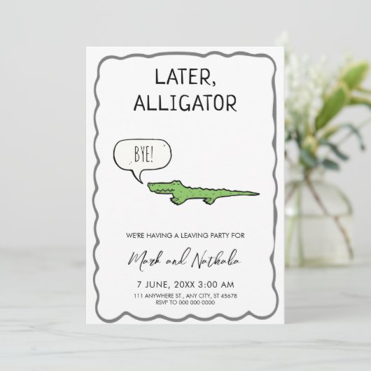 Later Alligator Afscheidsfeestje  Kaart (Staand voorkant)