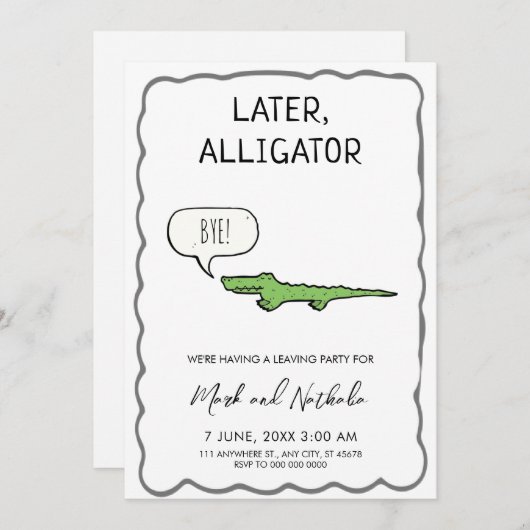 Later Alligator Afscheidsfeestje  Kaart (Voorkant / Achterkant)