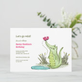Later Alligator Birthday Party Kaart (Staand voorkant)