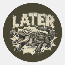 Later Alligator Douanesticker Cadeau Grappig Ronde Sticker