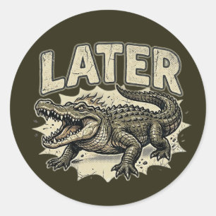 Later Alligator Douanesticker Cadeau Grappig Ronde Sticker