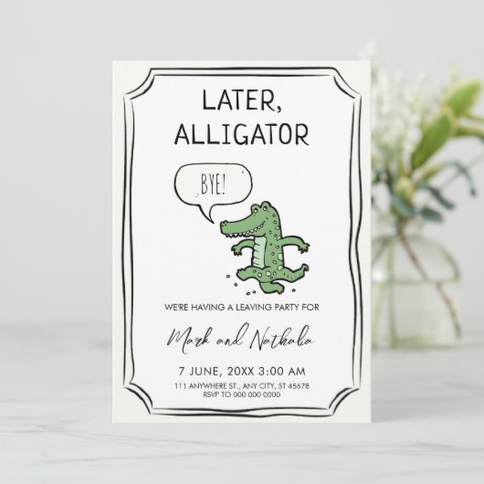 Later Alligator, Feest Uitnodiging (Staand voorkant)