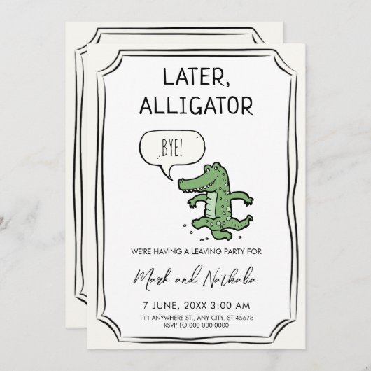 Later Alligator, Feest Uitnodiging (Voorkant / Achterkant)
