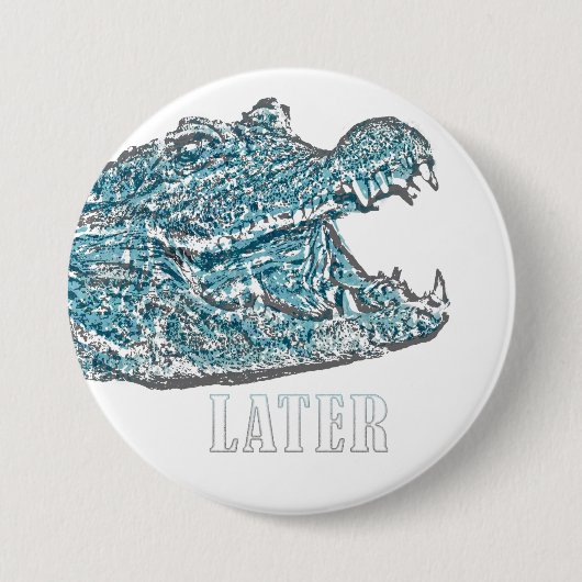 Later Alligator Ronde Button 7,6 Cm (Voorkant)