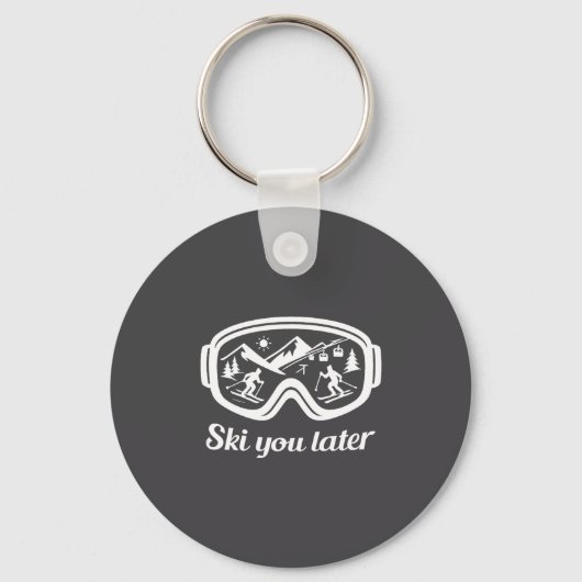 Later Fun Winter Ski Jouw Skibril Sleutelhanger (Voorkant)