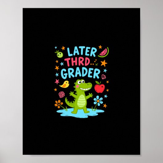 Later Gator Funny Alligator Kids Cute Third Poster (Voorkant)