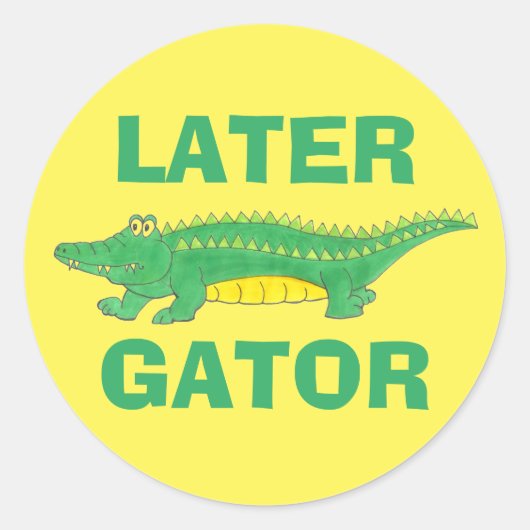 Later Gator Leuke Cartoon Alligator Reptiel Zoo Ronde Sticker (Voorkant)