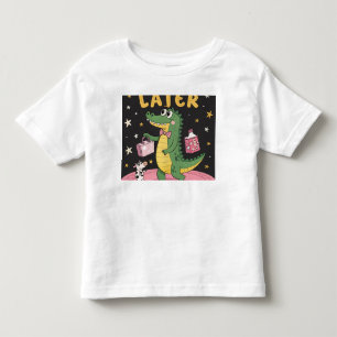 "LATER" - Retro Cartoon Alligator met een verrassi Kinder Shirts