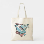 Later Skater Pastel Pink Blue Cartoon Rollerskate Tote Bag (Achterkant)