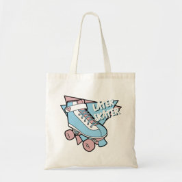 Later Skater Pastel Pink Blue Cartoon Rollerskate Tote Bag