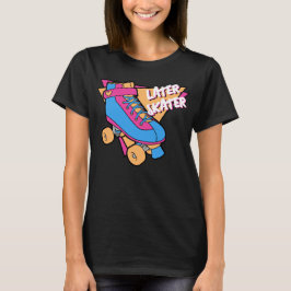 Later Skater Pink Blue 80s Cartoon Roller Schaats T-shirt