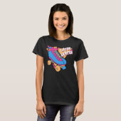 Later Skater Pink Blue 80s Cartoon Roller Schaats T-shirt (Voorkant volledig)