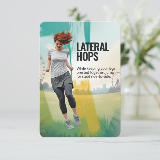 Lateral Hops Fitness Kaart met blauwe achterkant (Staand voorkant)