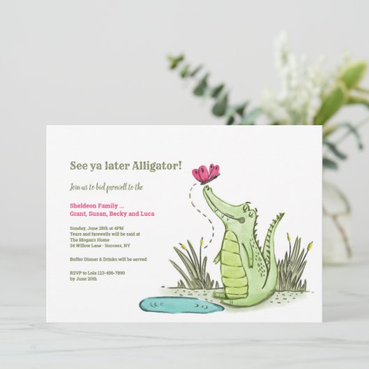 Latere Alligator die weggaat Kaart (Staand voorkant)