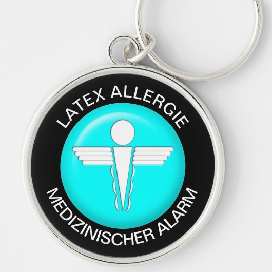 LATEX ALLERGIE Medical Alert - Button Sleutelhange Sleutelhanger (Voorkant)