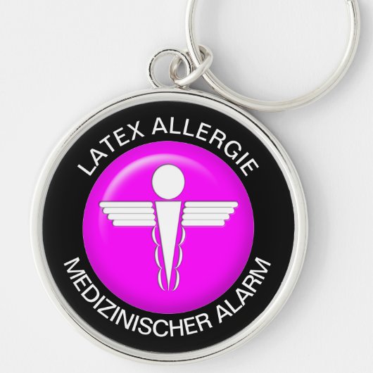 LATEX ALLERGIE Medical Alert - Button Sleutelhange Sleutelhanger (Voorkant)