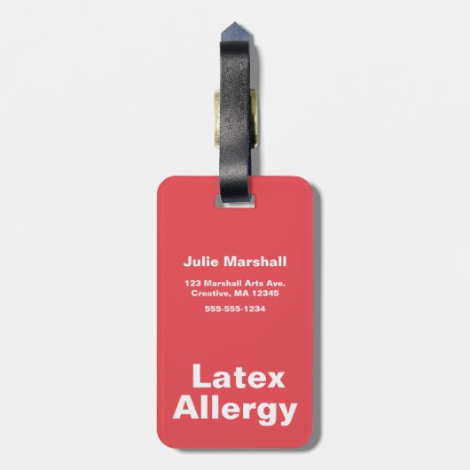 Latex Allergy Alert Bagagelabel (Achterkant verticaal)