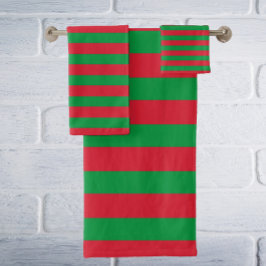 Latex Red & White Striped Bath Towel Set Bad Handdoek