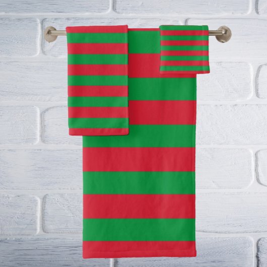 Latex Red & White Striped Bath Towel Set Bad Handdoek