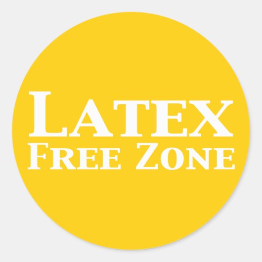 Latex vrije zone geschenken ronde sticker (Voorkant)