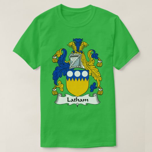 Latham Coat of Arms Family Crest T-shirt (Design voorkant)