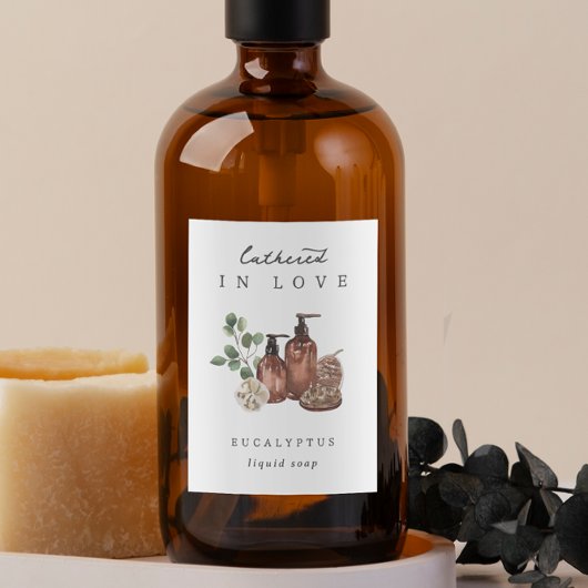"Lathered in Love" Bridal Shower Soap Favor Label Voedselcontainer Etiket