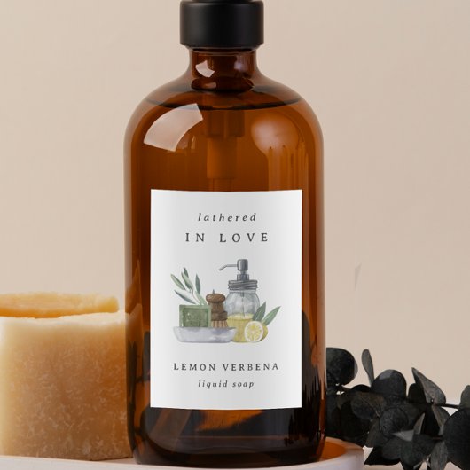 "Lathered in Love" Vrijgezellenfeest Zeep Favoriet Voedselcontainer Etiket